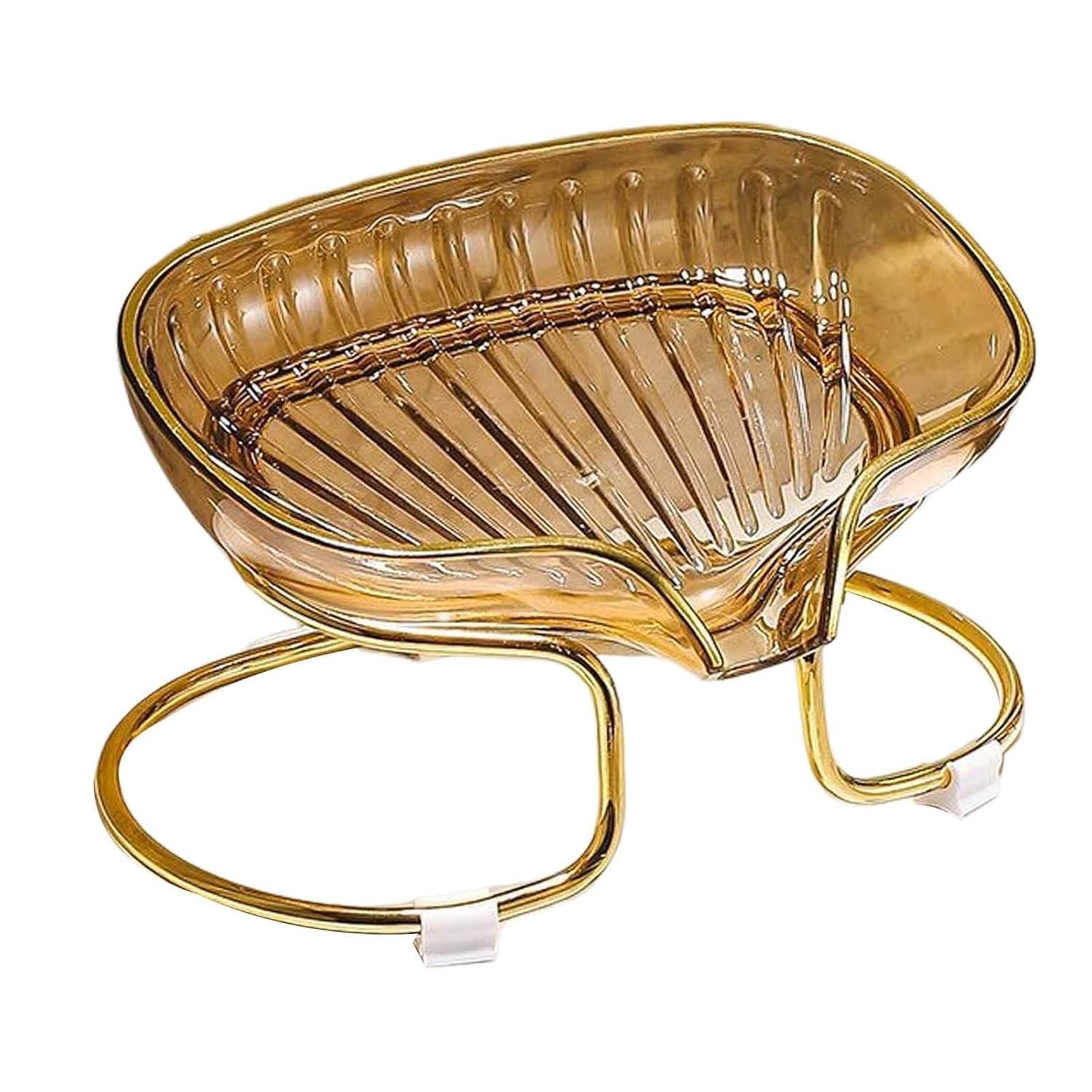 Golden Frame Soap Dish, Decorative Bathroom Soap Holder and Stand for Sink, Wash Basin and Kitchen Counter, Elegant Soap Storage Tray for Home and Guest Bathroom
