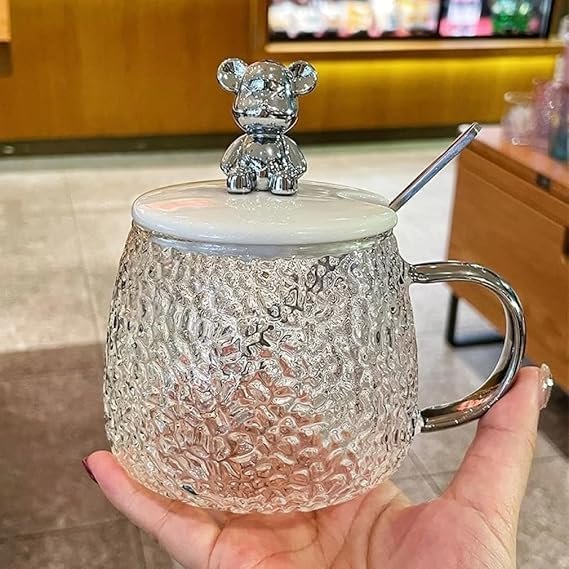 Bear Cup Mug, Cute Cartoon Bear Drinking Cup for Water, Milk, Juice and Beverages, Reusable Decorative Mug for Kids, Home, School, Desk, Gift and Everyday Drink Serving